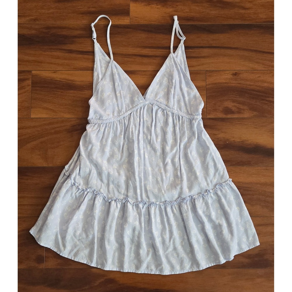 Kendall & Kylie Light Blue Floral Strappy Sleeveless Tiered Tunic Top Womens XS